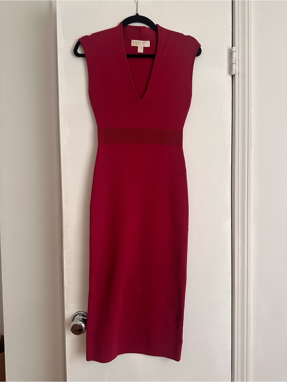 Michael Kors Deep Red V-Neck Midi Dress